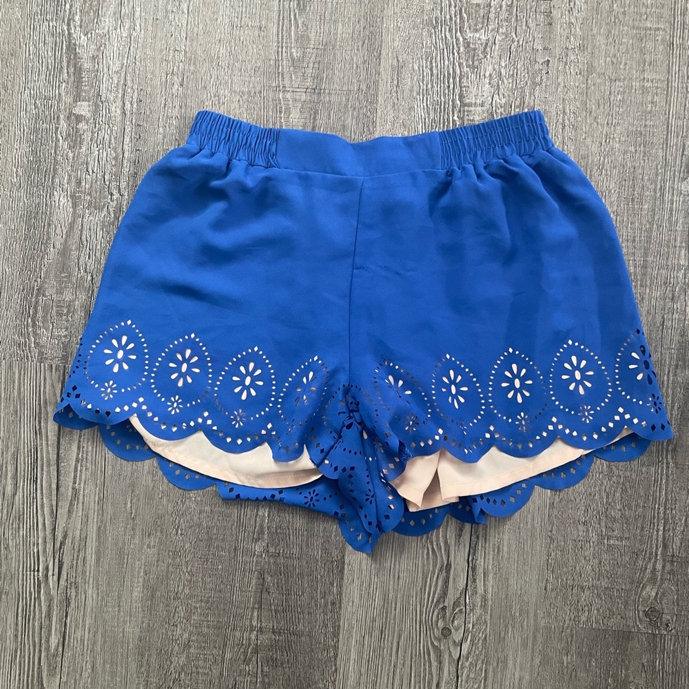 Blue Patterned Flowy Shorts